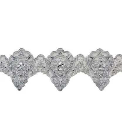 Yaya Han Sew on Fae Lace Trim with Beads 5" Silver - Per Yard