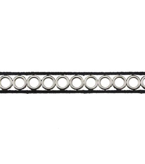Yaya Han Sew on Fashion Grommet Trim 0.75" Silver - Per Yard