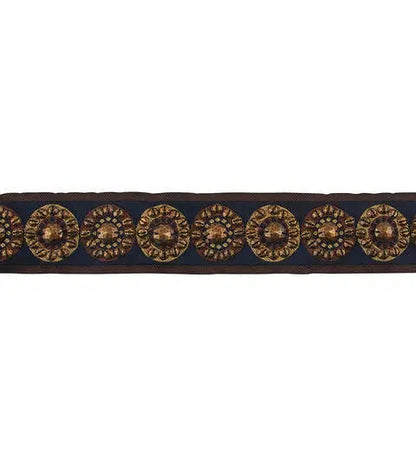 Yaya Han Sew on Nairobi Circle Beaded Trim 1.75'' Black & Gold - Per Yard