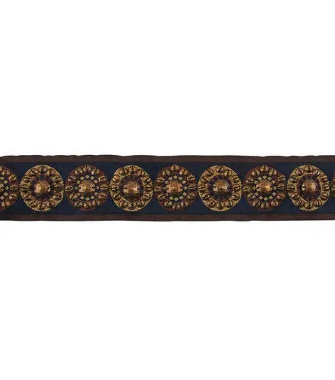 Yaya Han Sew on Nairobi Circle Beaded Trim 1.75'' Black & Gold - Per Yard