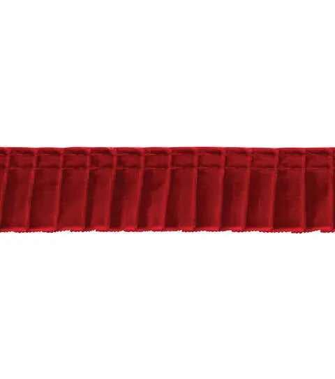 Yaya Han Sew on Pleated Velveteen Trim 0.88" Red - Per Yard