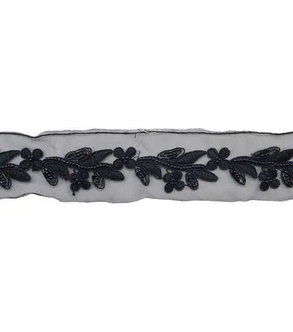 Yaya Han Sew on Sequin Leaf Trim 1.63'' Black - Per Yard