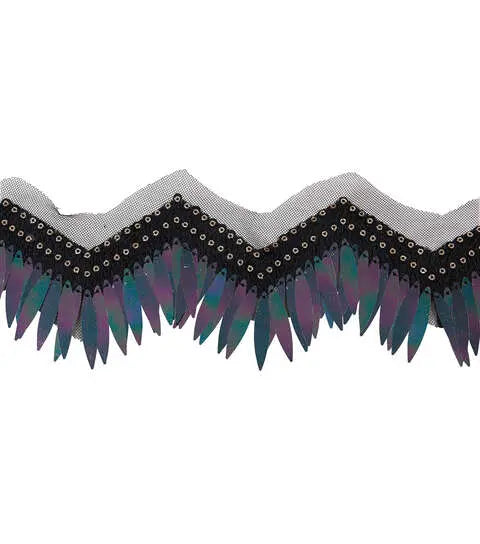 Yaya Han Sew on Tango Sequin Trim 3.25" Black - Per Yard