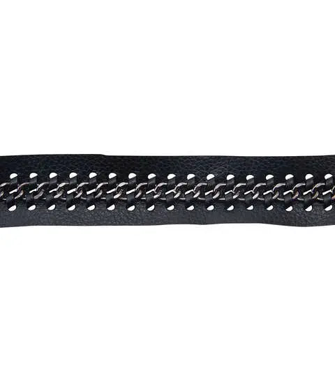 Yaya Han Sew on Viking Maille Pleather Trim 1.12'' Black - Per Yard