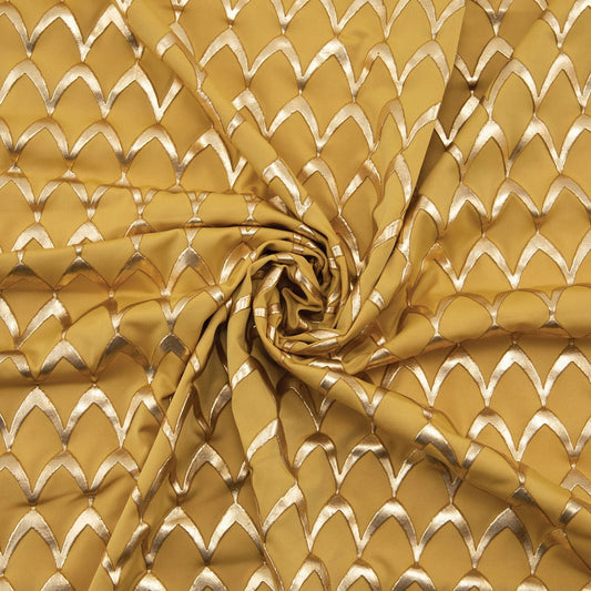 Yaya Han Stretch Rubber Metallic Scales Gold Fabric Per Yard