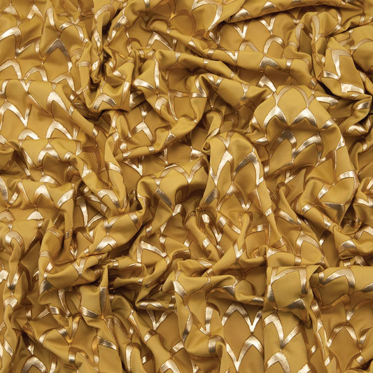Yaya Han Stretch Rubber Metallic Scales Gold Fabric Per Yard