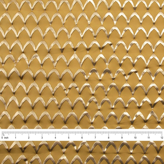Yaya Han Stretch Rubber Metallic Scales Gold Fabric Per Yard