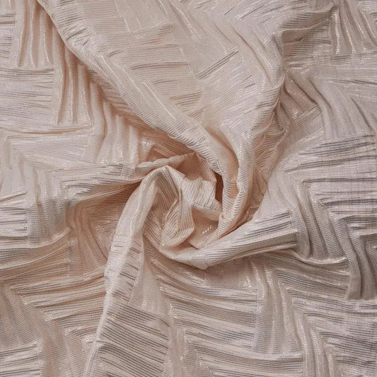 Yaya Han Textured Chevron Metallic Rose Gold & Ivory Fabric Per Yard
