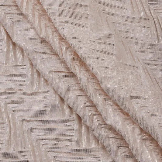 Yaya Han Textured Chevron Metallic Rose Gold & Ivory Fabric Per Yard