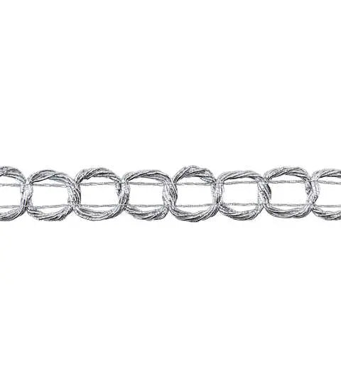 Yaya Han Sew on Valkyrie Beaded Trim 0.75'' Silver - Per Yard