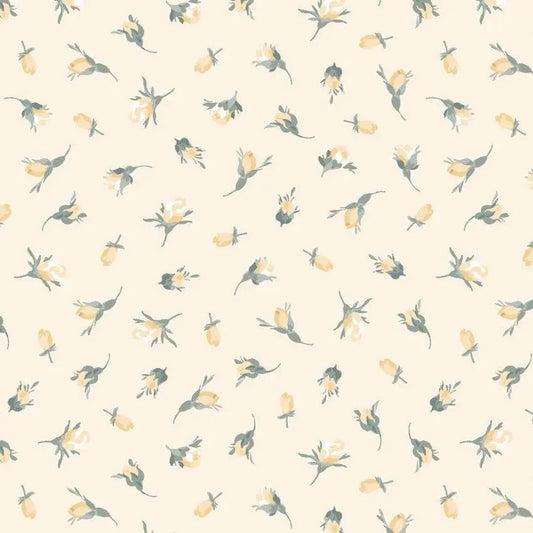 Yellow Buds La Fleur Flannel Cotton 42"/43" Fabric Per Yard