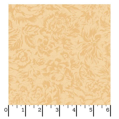 Yellow Tonal Floral La Fleur Flannel Cotton 42"/43" Fabric Per Yard