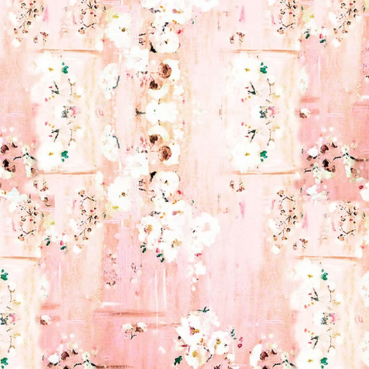 Ballet Pink Flowers Paris Luck 43"/44" Fabric Per Yard